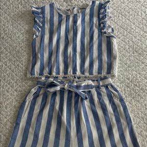 Girls Rare Editions Blue and White Shorts Set, Size 14